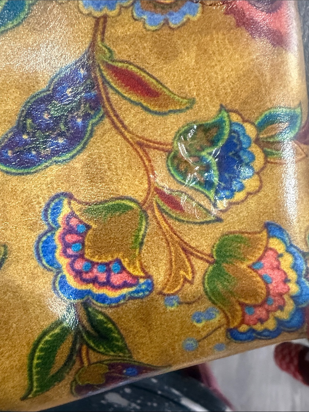 Patricia Nash Floral Leather Wristlet Clutch Mustard Vintage Boho Tooled Pouch - Picture 6 of 6